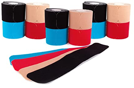 axion Kinesiotapes vorgeschnitten | 240 Precut-Streifen Kinesiologie Tape 25x5cm im Mix-Set | Latex-frei, elastisch, wasserfest und starke Klebekraft mit hervorragendem Tragegefühl