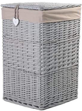 Wickerfield Grey Square Corner Handmade Wicker Laundry Basket (Large)