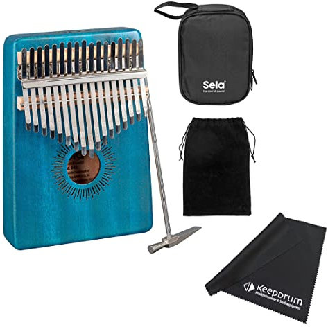 Sela SE249 Kalimba Mahagoni 17 Blau + keepdrum Mikrofasertuch