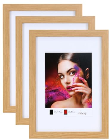 IDEAL TREND 2er 3er 5er Set Holz Bilderrahmen Lifestyle Plexi Foto Rahmen Collage Wanddeko Poster HR-25: Farbe: 3er Pack Buche | Format: 50x70