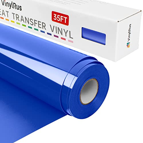 VinylRus Heat Transfer Vinyl-12” x 35FT Royal Blue Iron on Vinyl Roll for Shirts, HTV Vinyl for Silhouette Cameo, Easy to Cut & Weed