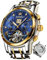 OLEVS Herren Automatikuhr Skelett 5 Zeiger Mechanisch Klassisch Luxus Multi Kalender Edelstahl Wasserdicht Armbanduhr für Herren, blau, Armband