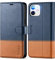 TUCCH Custodia per iPhone 12/12 Pro Cover Antiurto Portafoglio RFID Blocco Tasca Carte Chiusura Magnetica Pelle Sintetica Portacellulare Compatibile iPhone 12/12 Pro (6,1 2020), Blu & Marrone