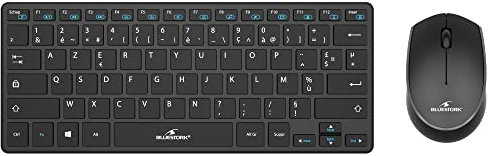 Bluestork - Pack Mini - Pack Clavier & Souris sans Fil Compact - Wireless avec Smart Dongle 2.4Ghz - Design Ultra Slim - Ergonomique - Compatible sur Windows - AZERTY Noir