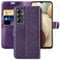 MONASAY Galaxy A14 5G Wallet Case, [Included Glass Screen Protector][RFID Blocking] Flip Folio Leather Cell Phone Cover with Credit Card Holder for Samsung Galaxy A14 5G, Purple