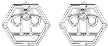Philipp Plein Damen Ohrringe Ohrstecker Silber Edelstahl Hexagon, Größe: ca. 1,5 cm, PJ2AA02EU