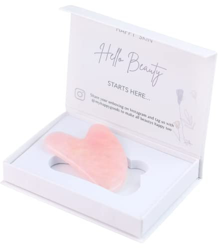Premium Rosenquarz Gua Sha I Massagestein I Gua Sha Rosenquarz inkl. Geschenkbox I Gua Sha Schaber I Gua Sha Rose Stein und SAMTBEUTEL