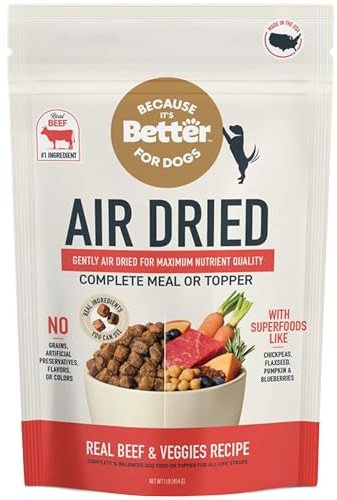 Because It’s Better Slow Baked & Air Dried Dog Food - Real Beef & Veggies - Complete & Balanced Dry Dog Food - Grain Free, High Protein, Natural Nutrition for All Life Stages, 1 lb Bag