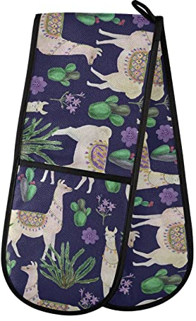 Doppelter Ofenhandschuh Vintage Tier Alpaka hitzebeständiger Topfhandschuh Grillen Handschuhe Backhandschuhe Kochhandschuhe