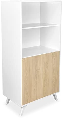 Homey Mueble Bar para Salón o Comedor, Modelo Döburg, Práctico y Funcional, Color Blanco-Roble, Fácil de Montar, Madera, 60cm (Alto) x 135cm (Ancho) x 40cm (Fondo)