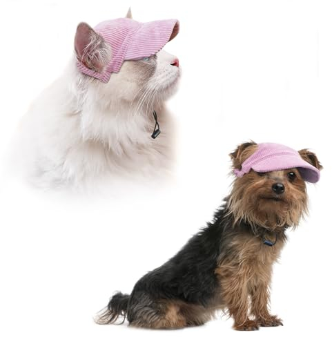 Hunde Baseballmütze - Basecap Verstellbar Sonnenschutz - Hut Hundecap mit Ohrlöchern - Hunde Sonnenhut Benutzt für Sonnenschutz - Hunde Mütze Geeignet für kleine, mittlere und große Hunde (S, Rosa)