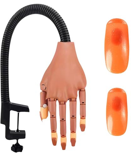 Rhinenet Practice Hand for Acrylic Nails 100 Pcs Nail Tips Flexible And Adjustable Practice Hand Suitable for False Nail Training Nail Enhancement Practice for Beginners DIY Nail Manicure