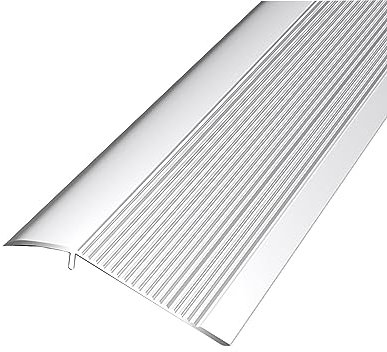RIFWOVE Aluminium Boden Übergangsleiste, Abschlussprofil Alu,rutschfeste Übergangsprofil, Höhenausgleich 15-45mm, Türschwellen Leiste, Fuß-Boden-Leiste Höhen-Ausgleich (Color : Silver)