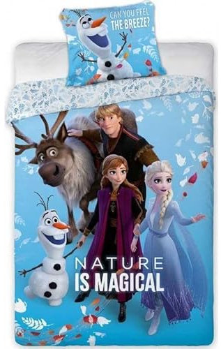 arlis Parure de Couette Frozen Disney - 1 Housse de Couette 140x200 + 1 taie 63x63cm (Parure de lit Frozen - D)