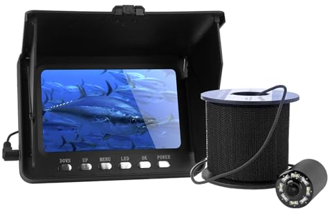 KAOLALI Fotocamera Fish Finder con 5 HD IPS 1080P Display Fotocamera da Pesca Ecoscandaglio da Pesca IR LED Visione Notturna con Batteria da 5000 mAh per Ghiaccio, Fiume e Barca (20 m/65,6 ft)