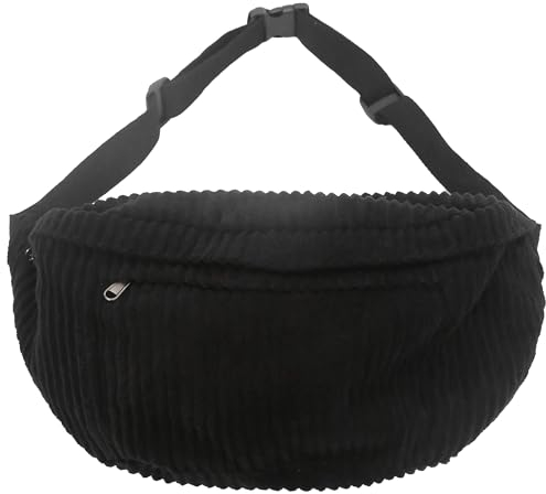 Crossbody Bag Fanny Pack for Women Men, Waist Pack Large Chest Bag with Adjustable Strap for Workout Travel Sports Running, Schwarz