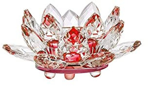 Chandeliers Cristal Verre Lotus Fleur Bougie Porte-Lumière Chandelier Décoration De La Maison Festival Fête Accessoires-Rouge Candélabre (Color : Red)