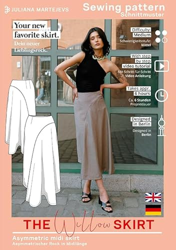 Schnittmuster Eleganter Rock Damen (Gr. XS-XXXL) Papierschnittmuster mit Nähanleitung zum Nähen