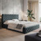 MOTIVENA Dalia Chesterfield Polsterbett 140x200 Mit Bettkasten Und Stauraum, Kopfteil Samt, Ohne Matratze, Grau Anthrazit