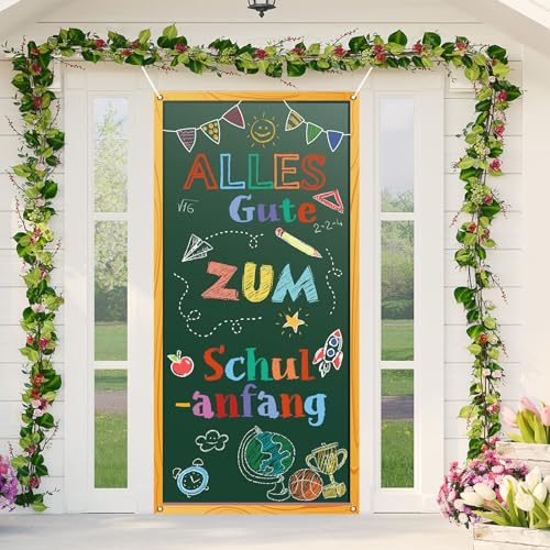 Jostift Einschulung Deko Mädchen Junge Schuleinführung Deko Alles Gute Zum Schulanfang Banner Bannerdekoration für Schulanfang Schulkind Girlande Kinder 185 * 90cm