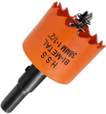 38mm Hole Saw, 1-1/2'' HSS Bi-Metal Hole Cutter with Arbor, Cutting Depth 32 mm, Hole Saw Drill Bit for Cutting Wood, Plywood, Plastic, Drywall, Thin Metal Sheets