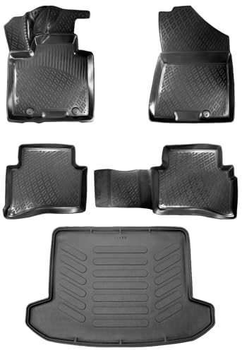 3D Auto Gummimatten & Kofferraumwanne Set für Hyundai Tucson III (3.Gen) Baujahr 2015-2020 | Hoher Rand Allwetter Auto Fussmatten I TPE Geruchlos rutschfest Fußmatten Zubehör Kofferraumabdeckung