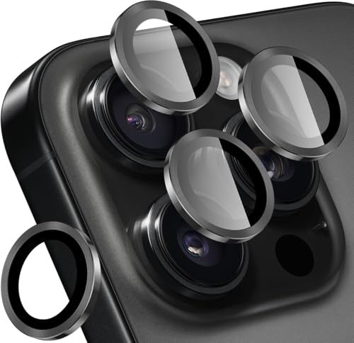 SPARIN 4 Stück für iPhone 16 Pro/iPhone 16 Pro Max Kameraschutz, 9H Härte Individuelle Kamera Objektivschutz, Anti-Kratzer, Ultradünner, HD-Klar, Titan Schwarz