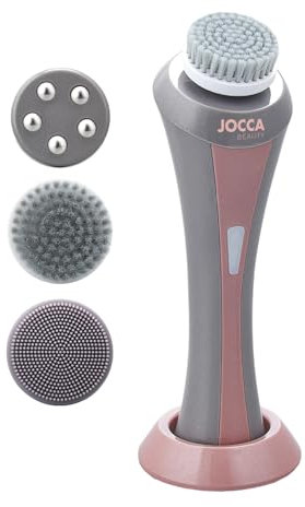 JOCCA - Set de Limpieza Facial Recargable | Cepillo Eléctrico para Todo Tipo de Piel | 3 Cabezas Intercambiables | 2 Velocidades | Limpieza Profunda | Masajeador Facial | Revitaliza la Piel Cansada