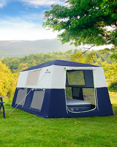 CORANI Aufblasbare Zelte für Camping, tragbares Luftzelt für 4/6/8 Personen, wasserdicht, winddicht, einfach aufzubauen, großes Familienzelt mit 2 Türen, 6 Fenstern, Moskitonutz, 30 x 2,7 x 1,8 m