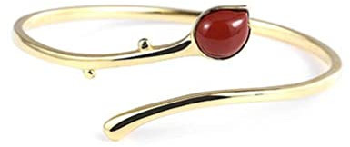 Bracciale in Agata Rossa intarsiata placcata Bracciale con Rosa Bracciale Aperto da Donna con Fiore di Tulipano