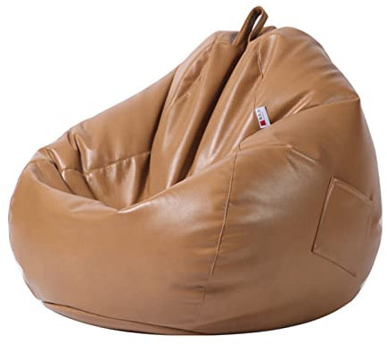 Sofdicht Bean Bag Hülle für Sitzsack ohne Füllung, Sitzsack Abdeckung aus Öko-Leder Outdoor Bean Bag Sofa Bezug ideal für Erwachsene und Jugendliche,Khaki,80 * 90cm