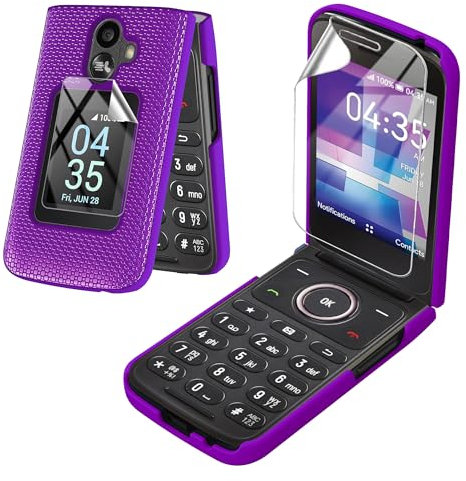 Mocotto for TCL Flip 3 Phone case with Screen Protector Slim Hard Shell Protector Cover for T435 (2024) (TCL Flip 3,Purple)