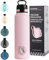 UZSPACE Edelstahl Trinkflasche 1l (970ml), Isolierte doppelwandige Sportflasche mit Klappdeckel, Ein-Hand-Öffnung, Auslaufsicher, Wasserflasche für Wandern Sport Fitness Gym Outdoor Workout Arbeit
