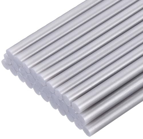sourcing map 30pcs Mini Hot Glue Gun Sticks 7mm x 100mm High Sticky Small Hot Glue Sticks for Glue Gun, Metallic Silver
