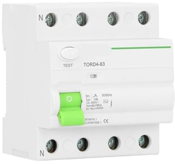SHMKBDPF Disjoncteur électromécanique à Courant résiduel, 4P 30mA 6KA 230V, disjoncteur différentiel, Interrupteur de sécurité(20A)