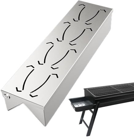 Grill Smoker Box, Outdoor Barbecue Smoker Box, Edelstahl Grillzubehör mit praktischem Klappdeckel, Holzspäne für verbesserten Geschmack auf und Holzkohlegrills