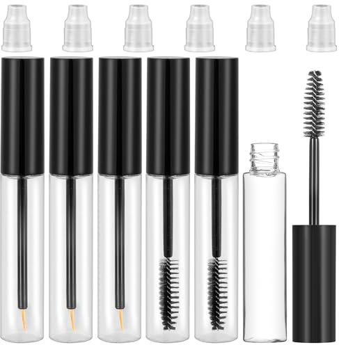6 Stück Leere Flasche Für Wimpernserum 10ml Leere Mascara Tube | Schwarz Nachfüllbare Eyeliner Container Mit Wimpernstab Und Gummitrichtern leere wimpern rohr wimpern creme flasche für DIY