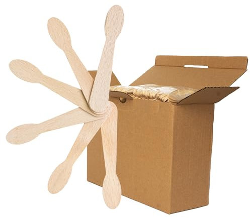 IceStick 1000 Stück Eislöffel aus Holz 9,3 cm x 1,7 cm Holzlöffel für Eisbecher Klein Mini Löffel Birkenholz Dessertlöffel Eisstiele