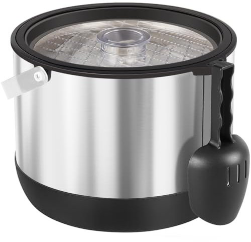 4.8L Eiswürfelbehälter mit Deckel und Schaufel, Edelstahl Eiskübel BPA-FREI, Doppelwandiger Isolierter Eisbehälter für Cocktailbar und Party