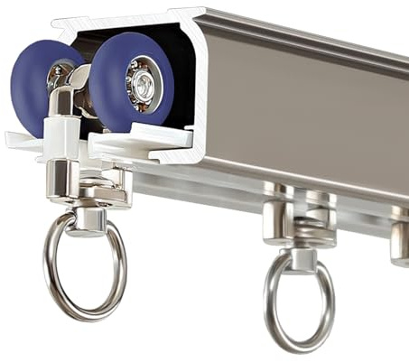 KIZYRQ Gardinenschiene Deckenmontage, Aluminium, Champagner, 1.0m | Vorhangschiene 1-läufig mit stummen Rollen. Für Decken & Wandmontage in Schlafzimmer, Wohnmobil, Dusche & Büro