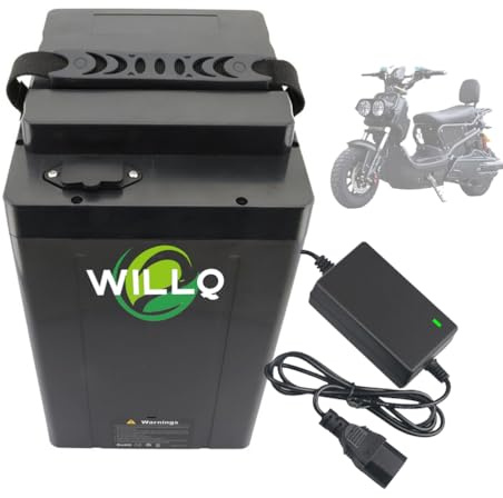 WILLQ 48V 60V 72V Replacement Motorcycle Battery 18AH 20AH 22AH 22.5AH 24AH 25AH 28AH 30AH 40AH 50AH Lithium Battery for 0-2500W Moped Scooter Motor Kit with Handle,60V18AH