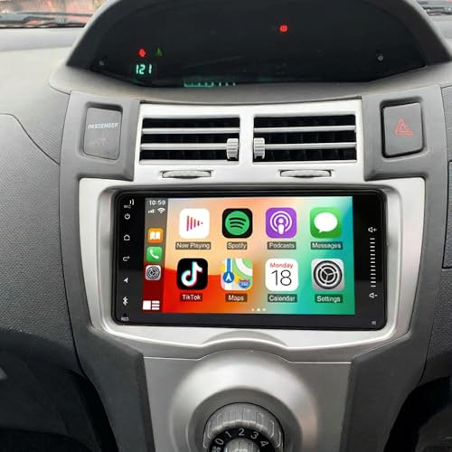 9 Pollici Android Autoradio 2 Din per Toyota Yaris 2005-2011 Wireless Carplay Android Auto, 4+64G Touch Screen con Navigazione GPS Radio Car Bluetooth WiFi FM RDS Radio Telecamera di retromarcia