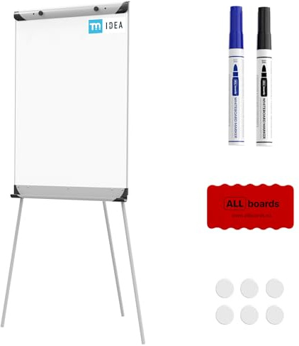 ALLboards Flipchart TM IDEA trocken abwischbar magnetisch 100×70 cm auf BASIC-Stativ + Zubehör