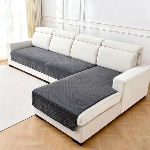 Luxvara Sofabezug Ecksofa 1/2/3/4 Sitzer, Sofabezüge Couch Überzug L Form Sofa Überzug Universelle rutschfeste Sofaschoner, Hund Katze Waschbar Sofaüberwürfe für Wohnzimmer, 1 Stück (Grau, 90x210cm)