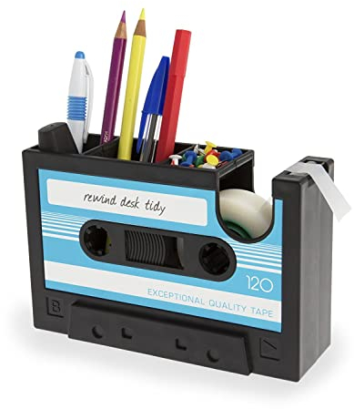 Kreative Stifteköcher Form Kassette Retro Abroller Handabroller für Scotch Organizer Büro mulit-fonctionnel-Box Stifte Pinselhalter, Make-up, bieten 1 Rolle Scotch blau