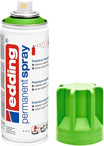 edding 5200 spray permanent - vert jaune mat - 200 ml - peinture acrylique pour peindre ou décorer verre, métal, bois, céramique, plastique, toile - peinture acrylique en aérosol
