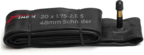 Fincci Fahrradschlauch 20 Zoll - BMX fahrradschlauch 20 x 1.75 x 1.95 x 2.00 x 2.1 mit Schrader 48 mm Autoventil - 20 Zoll Schlauch für Kinderfahrräder, BMX Fahrrad, klapprad