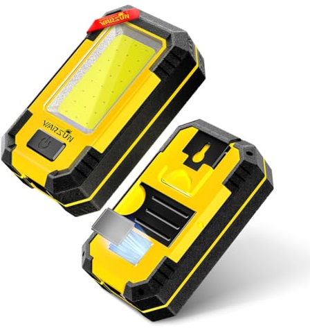 WARSUN LED Linterna Taller Recargable Portátil Linterna de Trabajo con Base Magnética y Gancho 30 W 1200 lúmenes Súper Brillante para Reparación, Amarillo