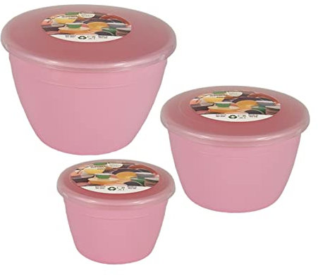 Just Pudding Basins 3 Smaller Sizes in One Set Steam Pudding Bowls, Basin and Lid 1x 1/4 Pint, 1x 1/2 Pint 1x 1 Pint (Pink)
