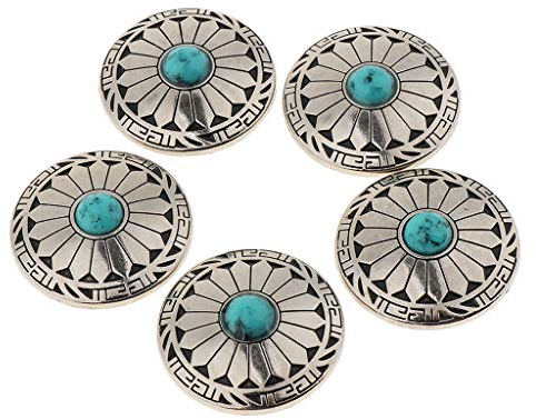 joyMerit 5 Stück Western Conchos Türkis Perlen Indian Indianer Concha Nieten zum Schrauben 30mm - Grün